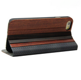 Wood Real PU Leather Case For iPhone 6