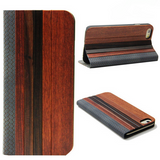 Wood Real PU Leather Case For iPhone 6